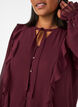 Transparante blouse met ruches en striksluiting, Rood, Model image number 3