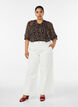 Blouse &agrave; imprim&eacute; floral et col V, Noir, Model image number 1