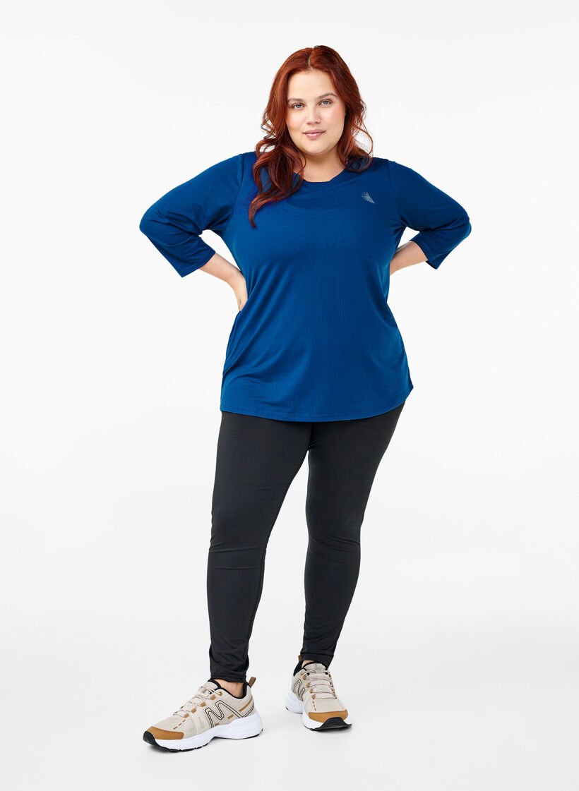 Haut de sport avec manches 3/4, Bleu, Model image number 1