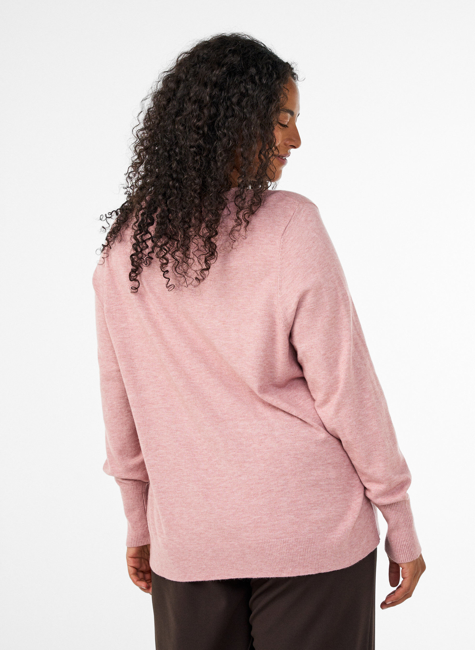 ZizziBlouse en maille avec un col rond, Rose, Model image number 2