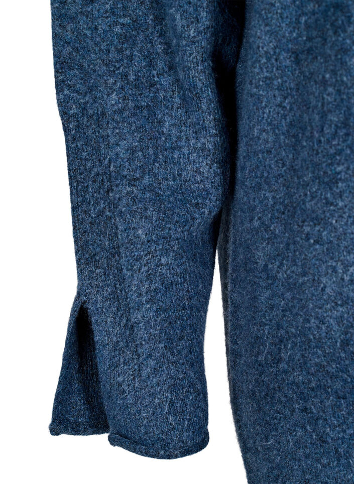 Gebreide jurk met splitten, Bering Sea Mel., Packshot image number 3