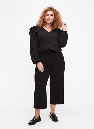 Pantalon ample avec longueur 7/8, Black, Model image number 0