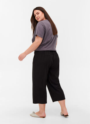 Pantalon culotte uni avec poches, Black, Model image number 1