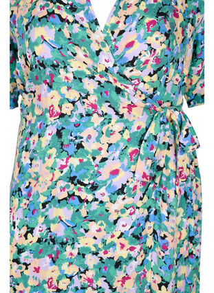 Viscose midi-jurk met overslag, Multi AOP, Packshot image number 2
