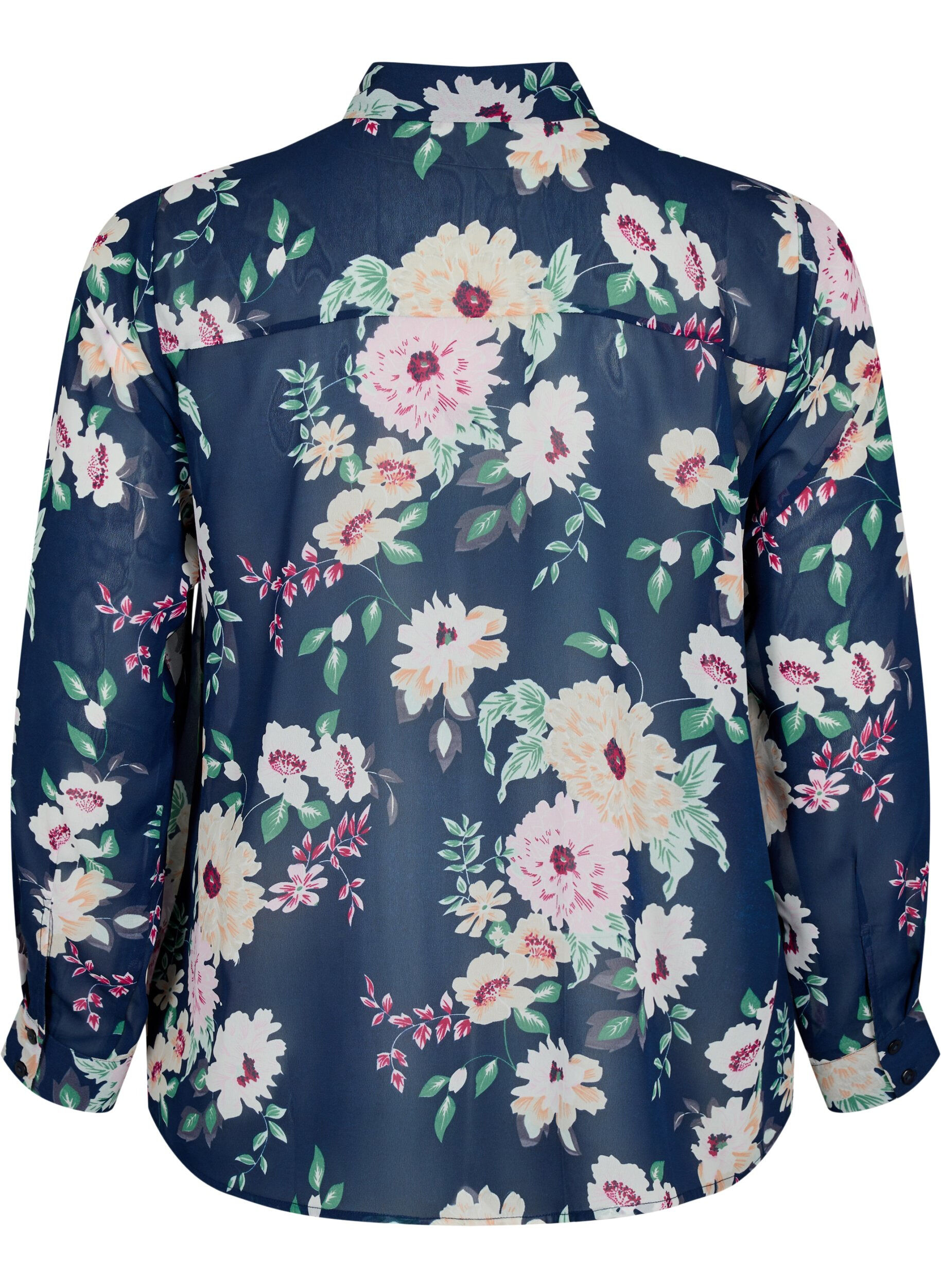 ZizziFLASH - Shirt met lange mouwen en bloemenprint, Navy Flower, Packshot image number 1
