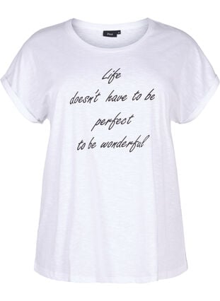 T-shirt imprimé en coton biologique, B. White Black Print, Packshot image number 0