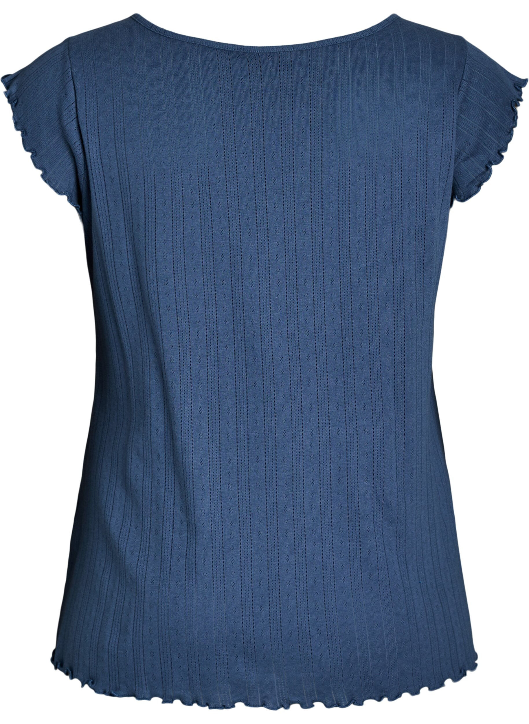 Zizzi Haut de pyjama en coton bio avec mancherons, Bleu, Packshot image number 1