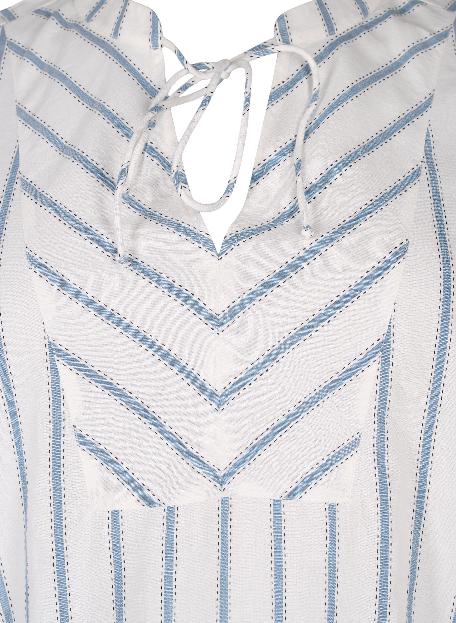 ZizziGestreepte blouse met strikdetail, Wit, Packshot image number 2