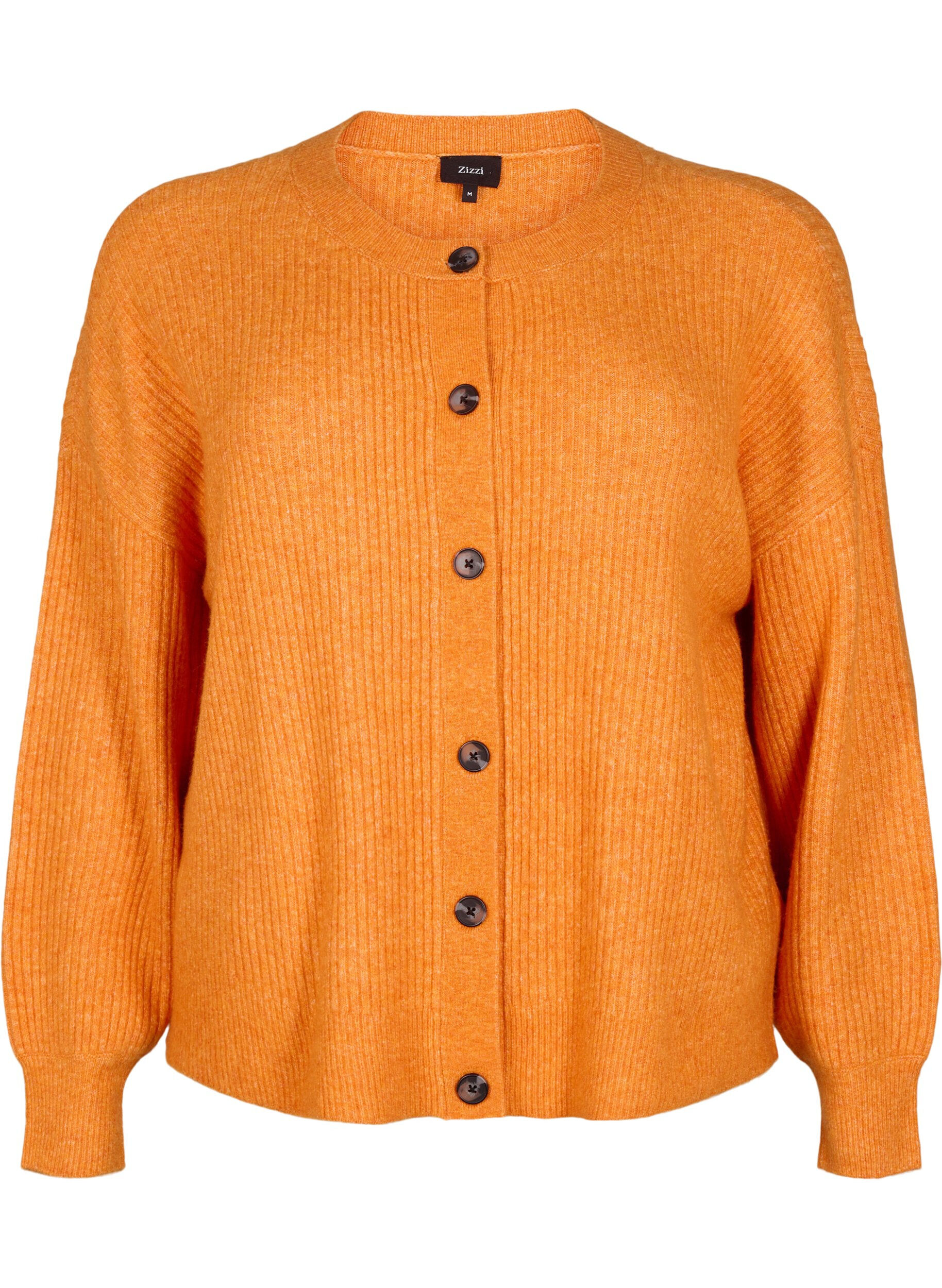 ZizziVest van ribtricot met knopen, Oranje, Packshot image number 0