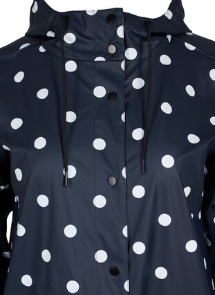 Gedessineerde regenjas met capuchon, Navy Blazer W/Dots, Packshot image number 2