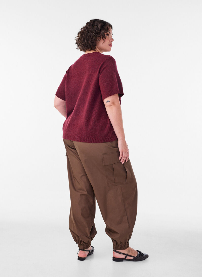 Pantalon cargo ballon en coton, Marron, Model image number 1