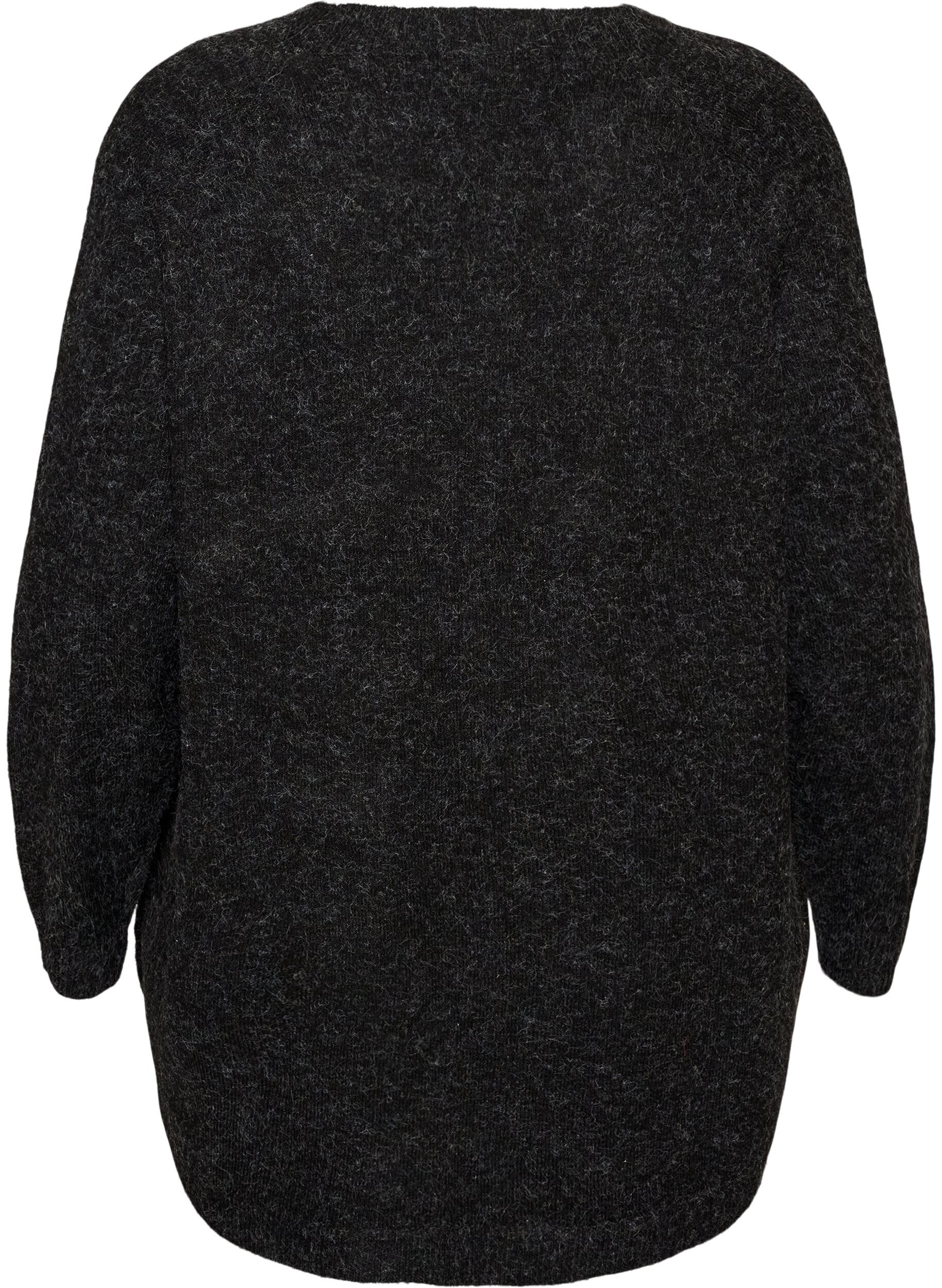 ZizziBlouse longue en maille avec boutons boule, Gris anthracite, Packshot image number 1