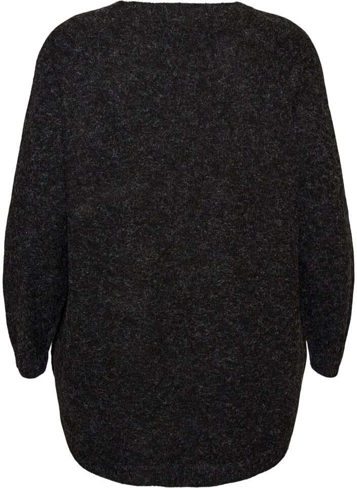 Blouse longue en maille avec boutons boule, Gris anthracite, Packshot image number 1