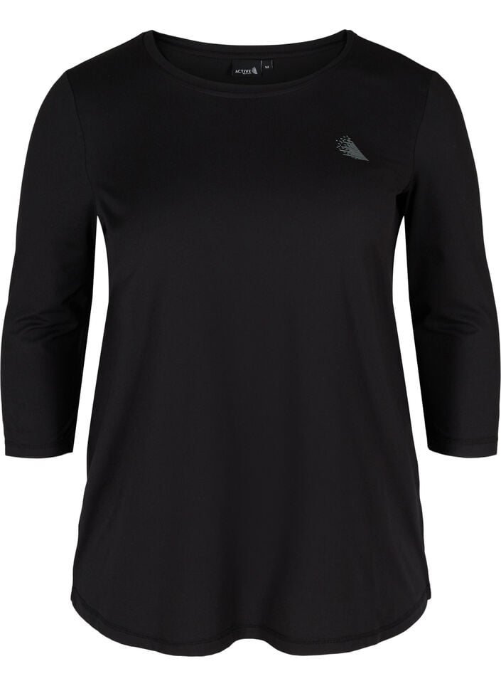 Sporttop met 3/4 mouwen, Zwart, Packshot