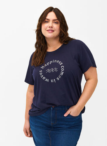FLASH – T-shirt imprimé, Navy Blazer Wave , Model image number 0