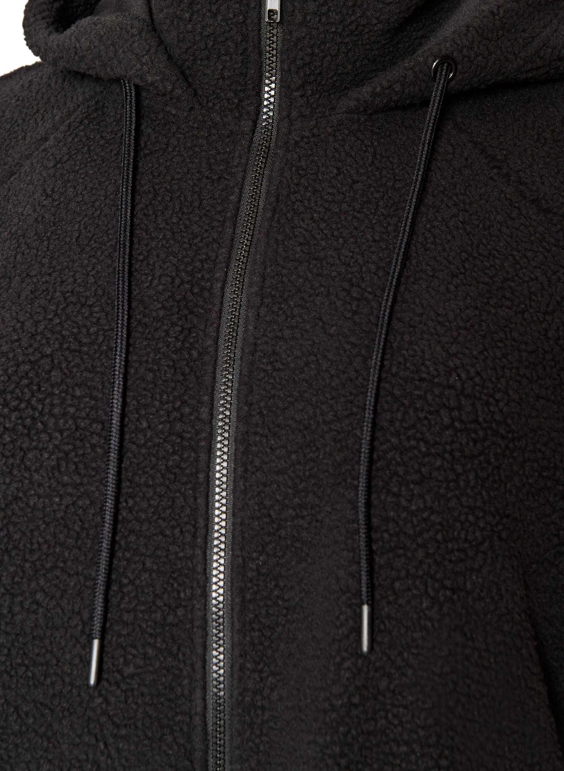 ZizziTeddyjack met capuchon en ritssluiting, Zwart, Packshot image number 2