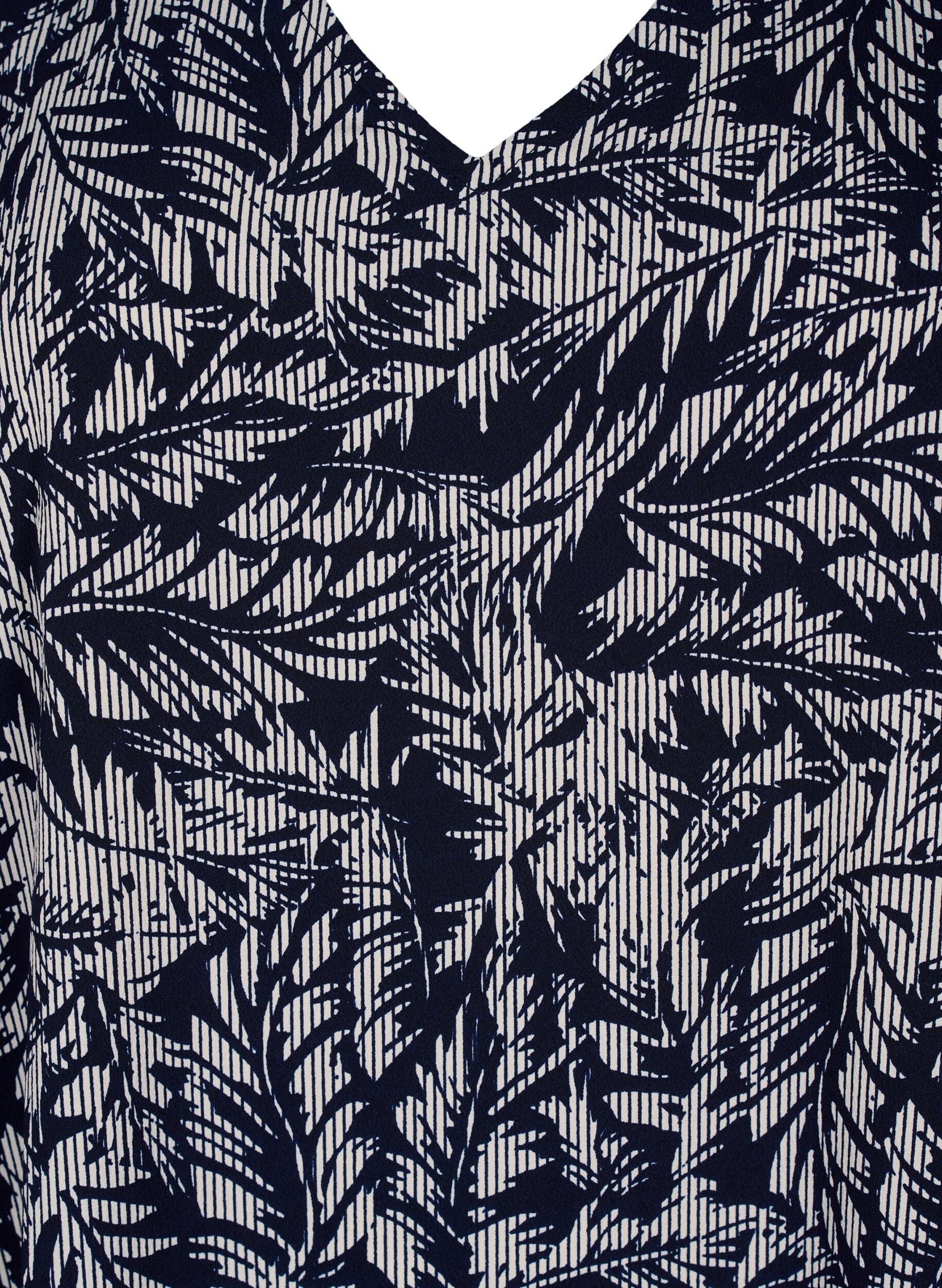 ZizziFLASH - Tuniek met v-hals en print, Off White Blue Leaf, Packshot image number 2