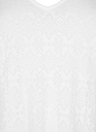 Kanten jurk met v-snit en lange mouwen, Bright White, Packshot image number 2
