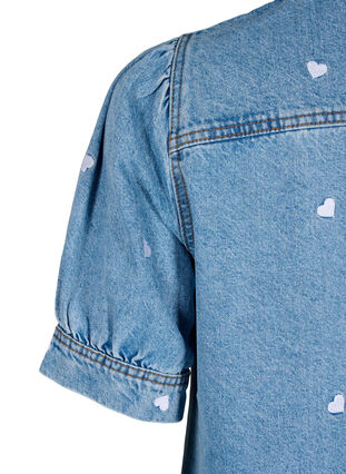 Robe en jean ornée de cœurs brodés, Light blue denim, Packshot image number 3