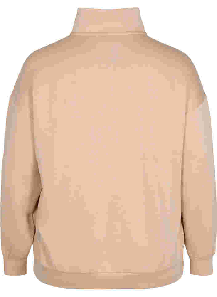 Sweatshirt met hoge hals en rits, Oatmeal, Packshot image number 1