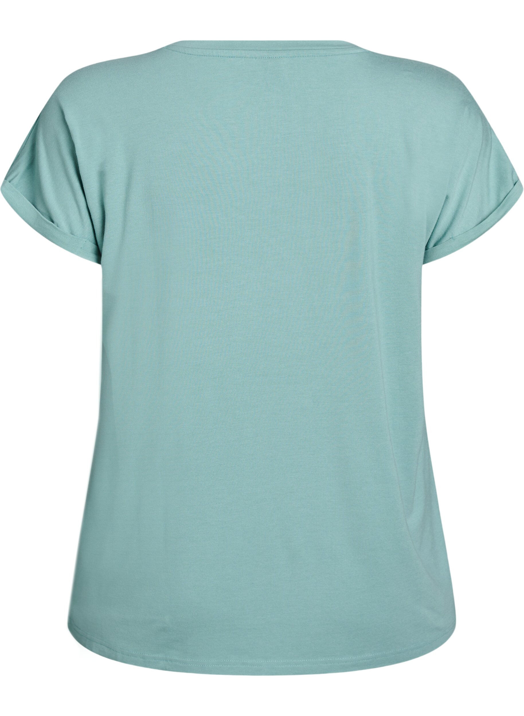 Zizzi T-shirt ample &agrave; col rond, Bleu, Packshot image number 1