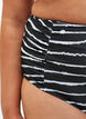 Gestreept bikinibroekje met hoge taille, Zwart, Model image number 2