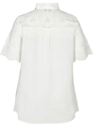 Tunique à manches courtes avec broderie anglaise, Bright White, Packshot image number 1