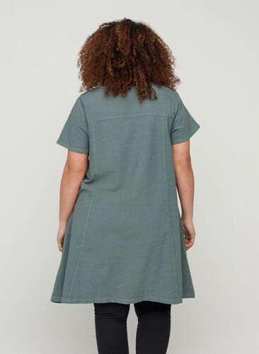 Robe à manches courtes en coton, Balsam Green, Model image number 1