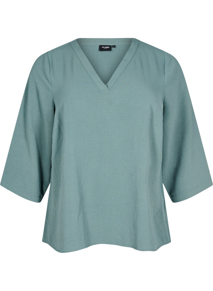 Blouse met 3/4 mouwen, Groen, Packshot image number 0