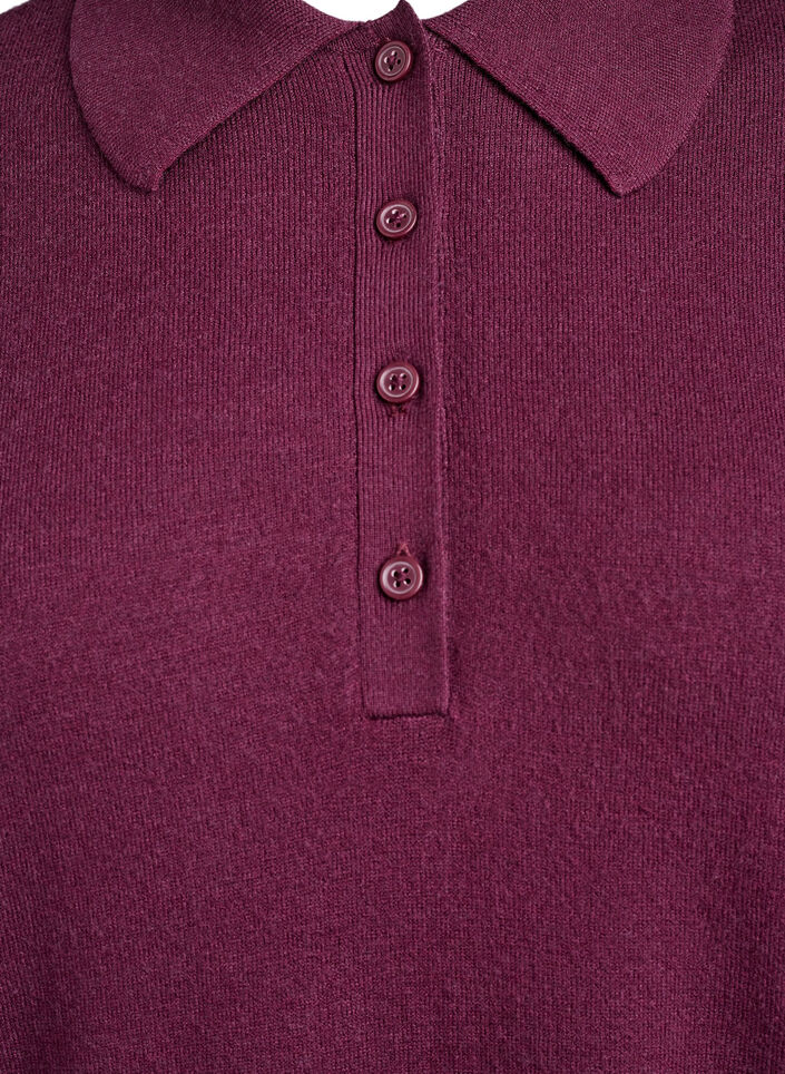 Strik blouse met kraag, Donker Bordeaux, Packshot image number 2