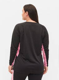 Ski onderhemd met contrast streep, Black w. Sea Pink, Model