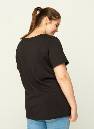 T-shirt met korte mouwen en print, Black, Model image number 1