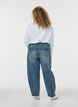 Barrel-fit jeans met een distressed wash, Blauw, Model image number 1