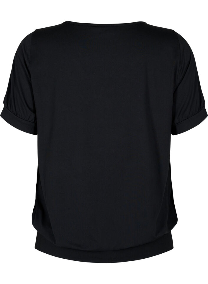 Effen trainings t-shirt met v-hals, Black, Packshot image number 1