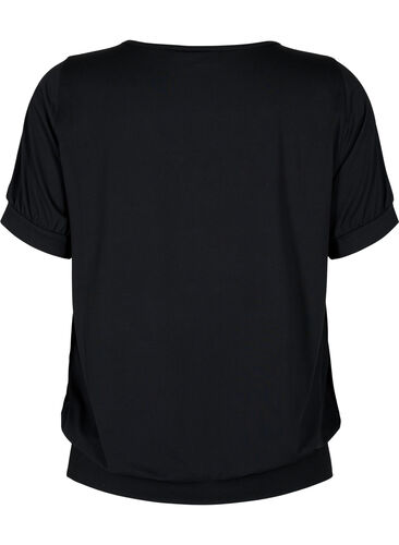 T-shirt d'entraînement de couleur unie avec col en V, Black, Packshot image number 1