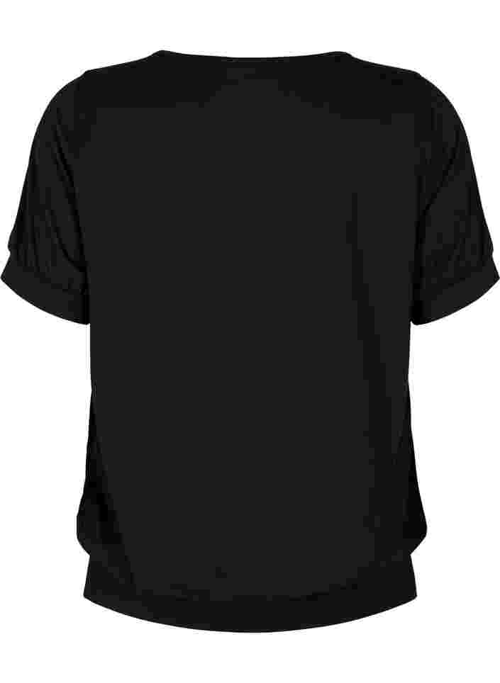 T-shirt d'entraînement de couleur unie avec col en V, Black, Packshot image number 1