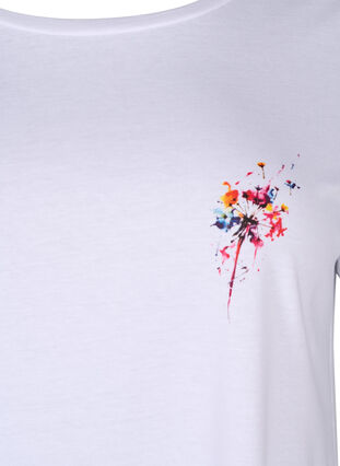 T-shirt en coton avec impression sur le devant, Bright White FLOWER, Packshot image number 2