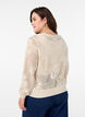 Gebreide cardigan met opengewerkt patroon en strikkoordjes, Birch, Model image number 1