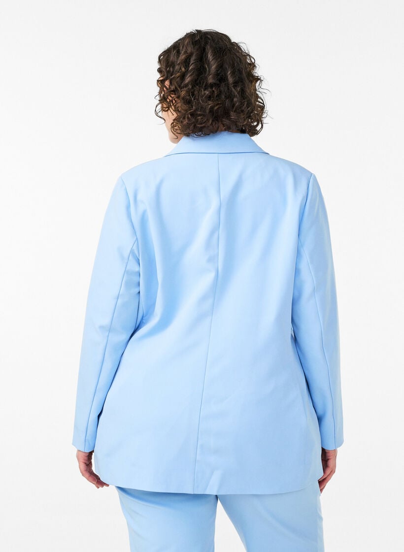 Blazer classique avec fermeture boutonn&eacute;e, Bleu Clair, Model image number 2