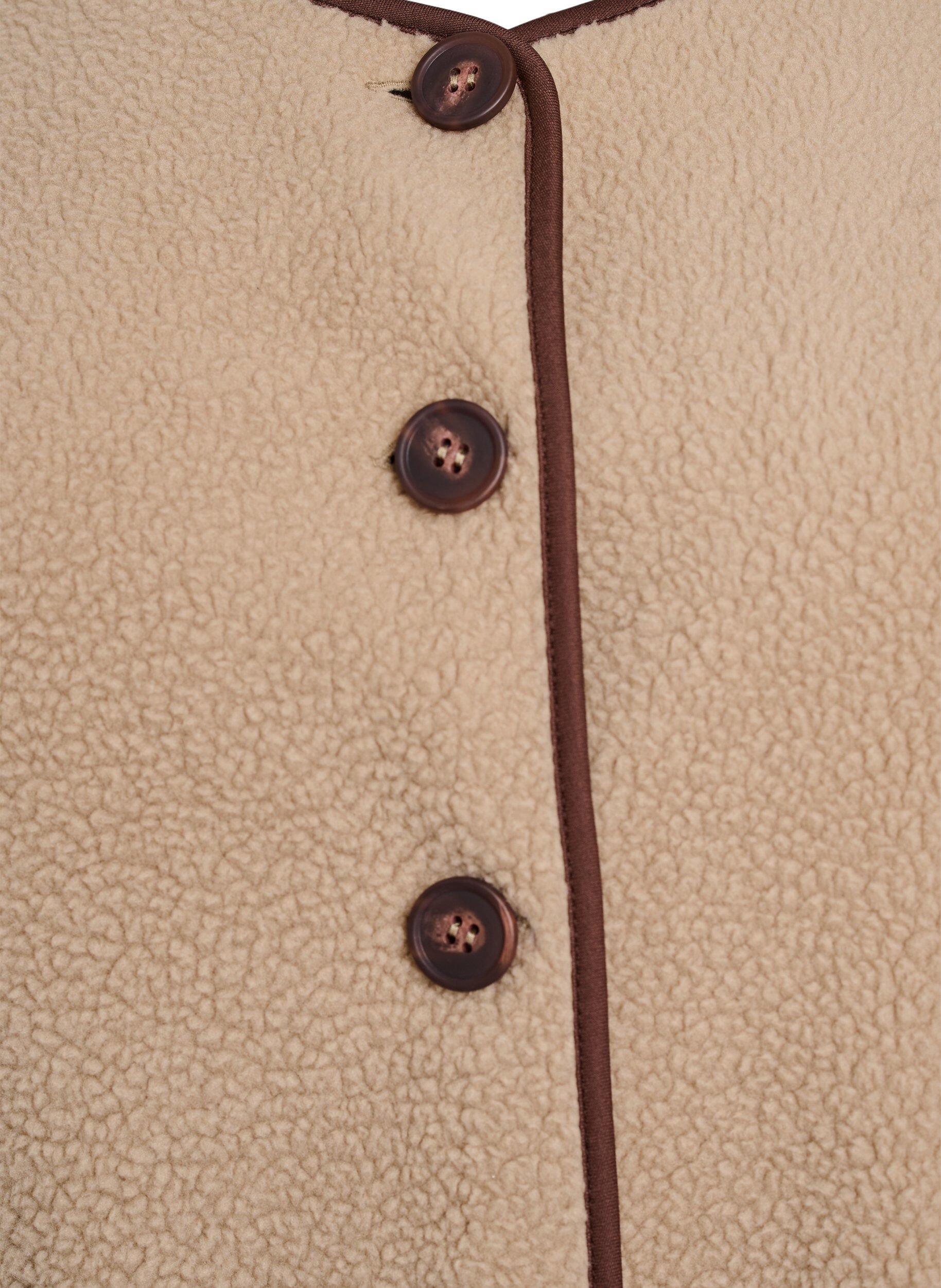 ZizziTeddy-fleecevest met contrasterende boorden, Beige, Packshot image number 2