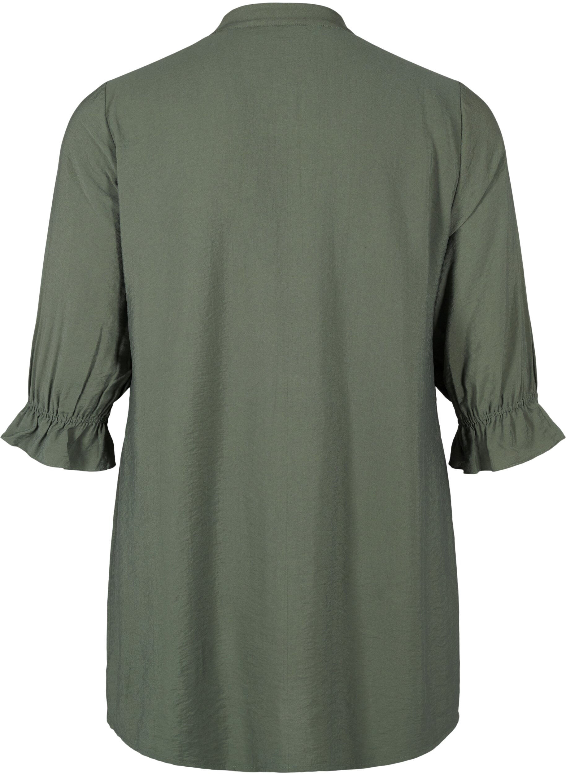 ZizziLang viscose shirt met kanten detail, Thyme, Packshot image number 1