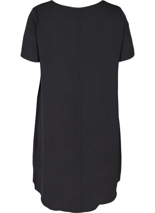 Robe de couleur unie à manches courtes, Black, Packshot image number 1