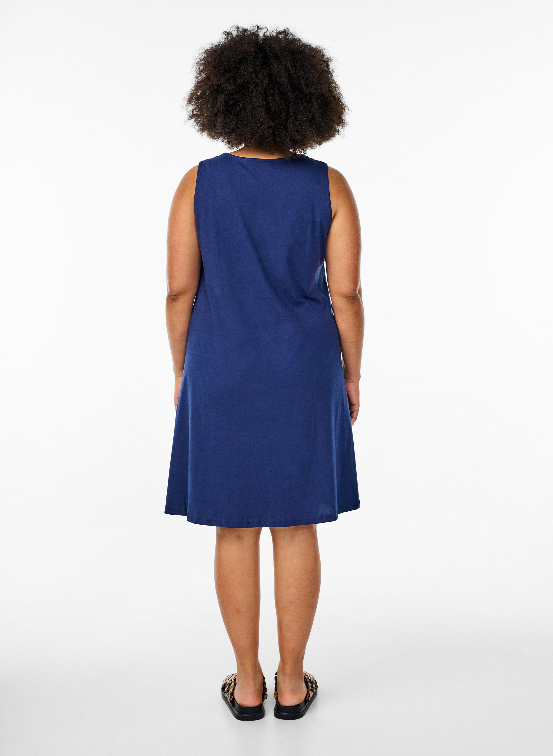 ZizziMouwloze A-lijn jurk, Blauw, Model image number 2