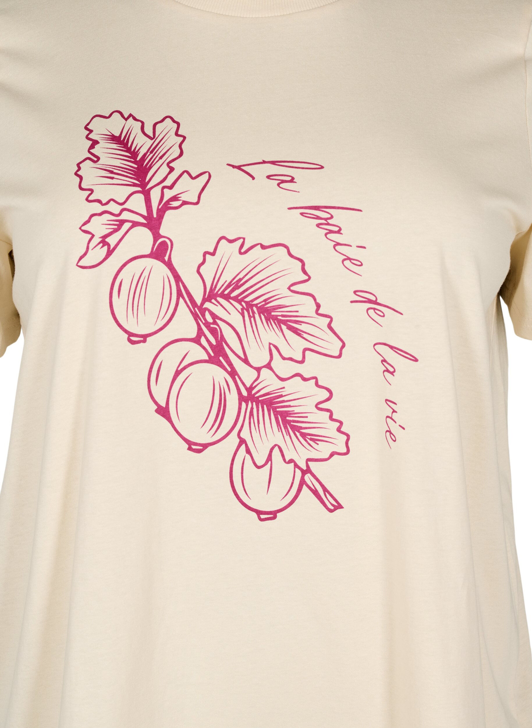 ZizziKatoenen T-shirt met print, Beige, Packshot image number 2