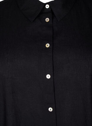 Lang shirt van katoenmix met linnen, Black, Packshot image number 2