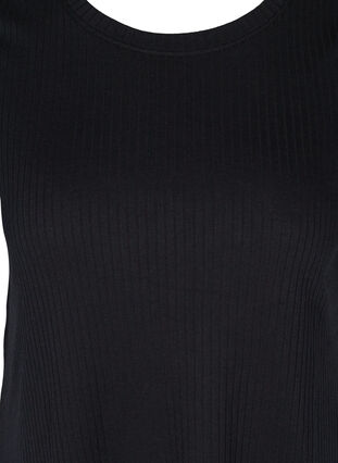 Effen rib t-shirt met korte mouwen, Black, Packshot image number 2