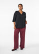 Shirtblouse met V-hals en 3/4 mouwen, Zwart, Model image number 1