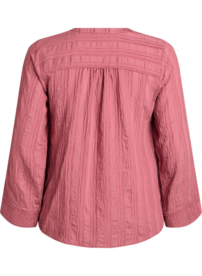 Blouse met ton-sur-ton textuur en knopen, Roze, Packshot image number 1