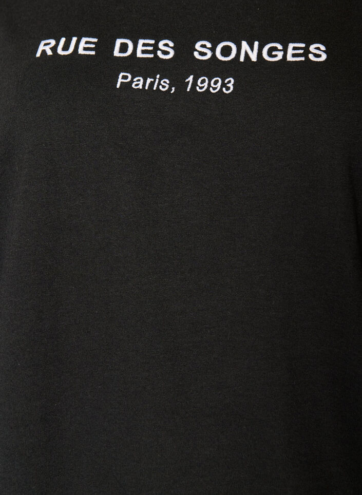 Sweater met capuchon en print, Zwart, Packshot image number 2