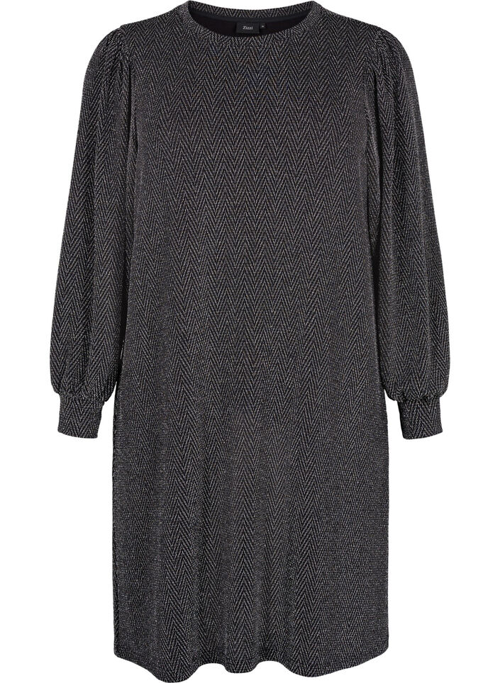 Robe avec un motif en zigzag et des paillettes, Silver ZigZagShimmer, Packshot image number 0